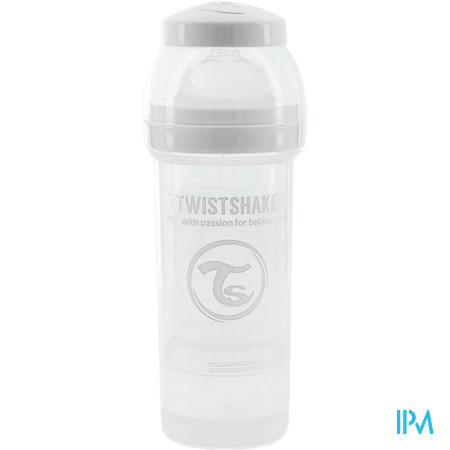 vignette Twistshake Biberon Anticolique Blanc 260ml + Boite Doseur Lait