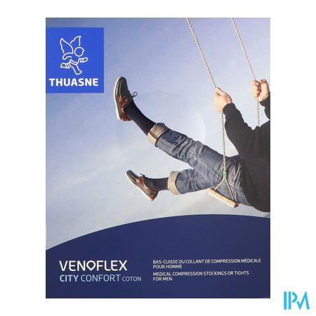 vignette Venoflex2 City Homme Confort Coton Bas Cuisse Autofixant Bleu Navy Normal T2