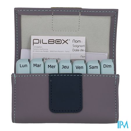 produit Pilbox Mini Distributeur Hebdomadaire Compact Gris Clair Gris Fonce