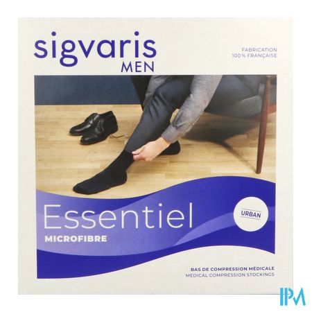 vignette Sigvaris2 Essentiel Microfibre Bas Cuisse Autofixant Homme Noir Long Xlarge