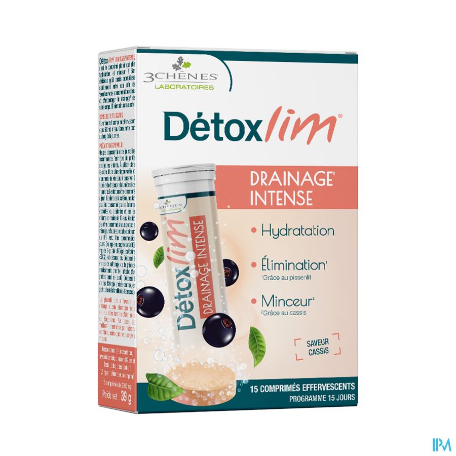 produit 3chenes Detoxlim Drainage Intense Cassis Comprime Effervescent 15
