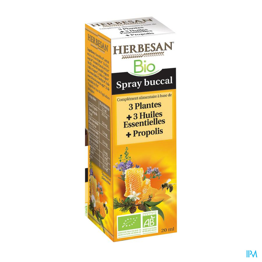 vignette Herbesan Spray 3 Plantes 3 Huile Essentielle Propolis Bio 20ml