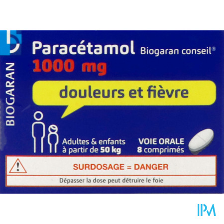 vignette Paracetamol Biogaran Conseil 1000mg Comprime 8