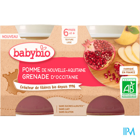 vignette BABYBIO POMME GRENADE D'OCCITANIE 2X130G