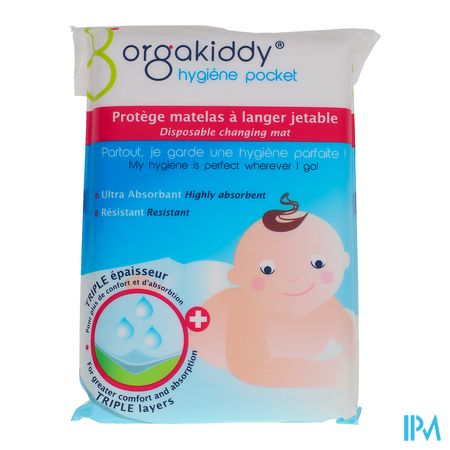 vignette Orgakiddy Hygiene Pocket Protege Matelas A Langer Jetable Blanc X5