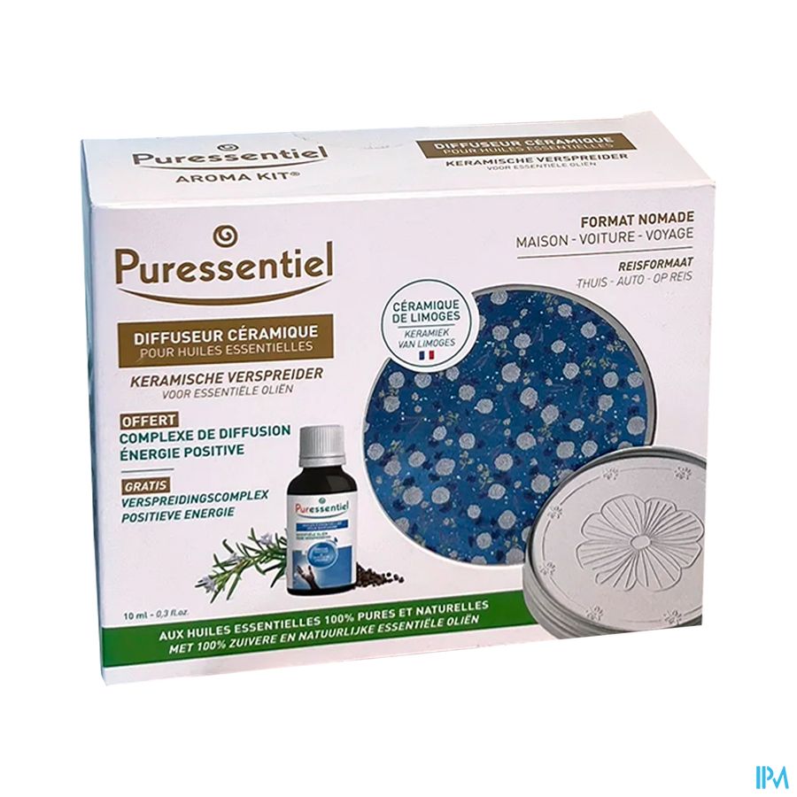 produit Puressentiel Coffret Diffuseur Galet Nomade + Mini Diffuse Energie Positive 10ml Offert