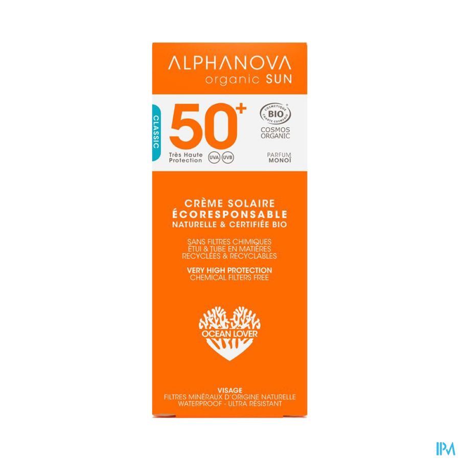 produit Alphanova Organic Sun Spf50+ Bio Creme 50ml