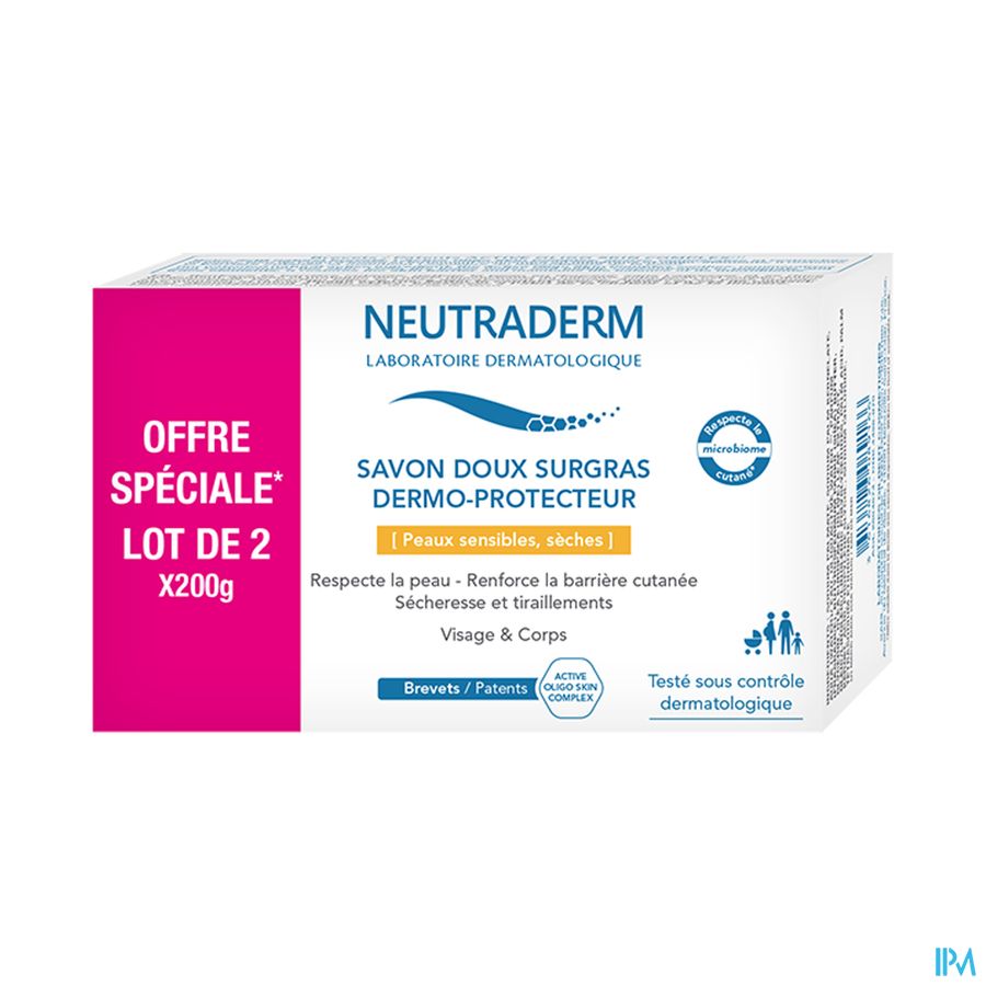 produit Neutraderm Savon Surgras Dermoprotecteur 200g X2