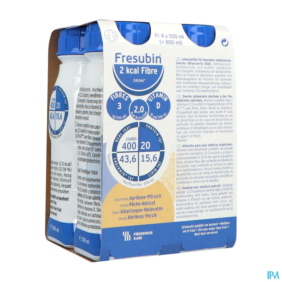 produit Fresubin 2kcal Fibre Drink Abricot Peche 200ml X4
