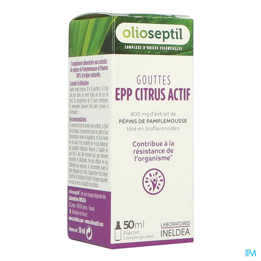 produit Ineldea Olioseptil Epp Citrus Actif Bio Solution Buvable 50ml