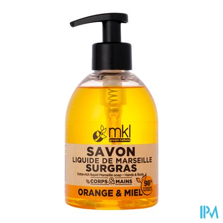 vignette Mkl Green Nature Savon Liquide De Marseille Surgras Orange Miel 300ml