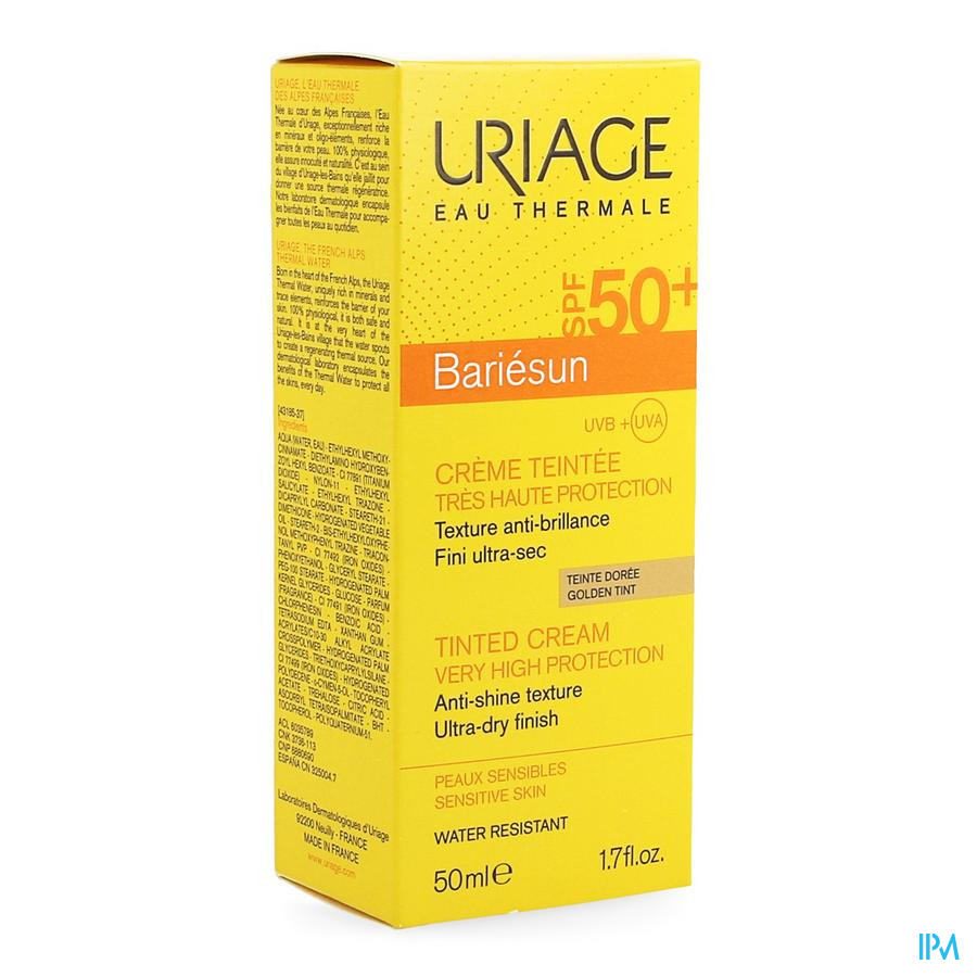vignette Uriage Bariesun Creme Teintee Doree Spf50+ 50ml