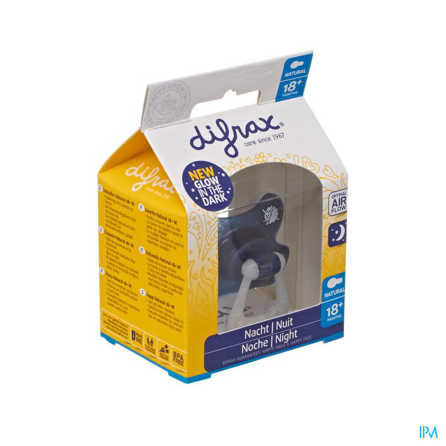 vignette Difrax Sucette Natural Nuit +18mois