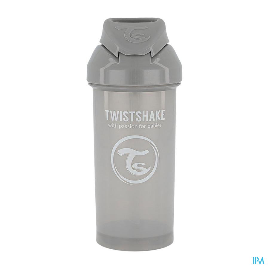 vignette Twistshake Gourde Paille +12m Grise 360ml