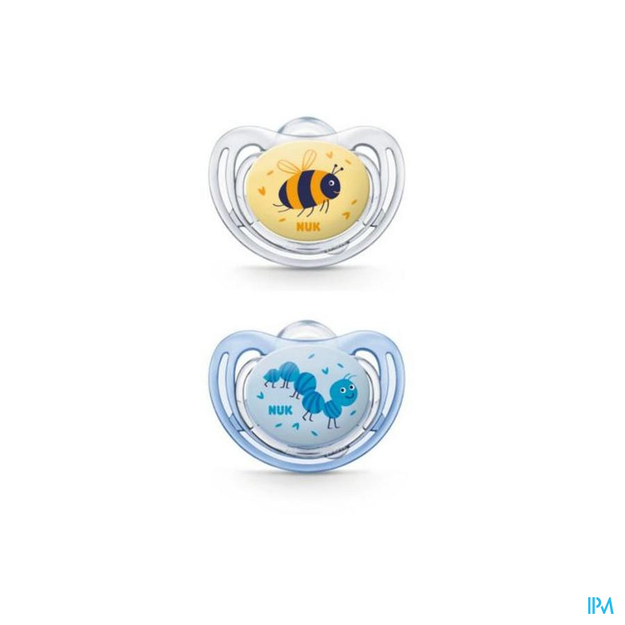 vignette Nuk Sucette Silicone Freestyle Garcon 6/18m X2