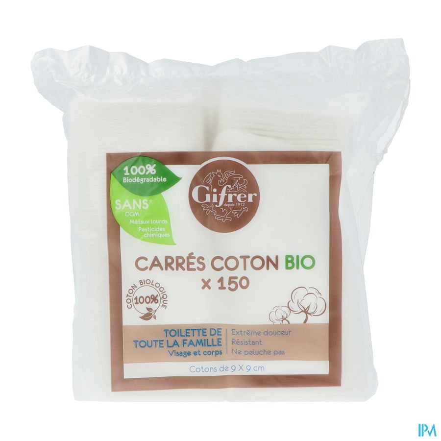 vignette Gifrer Carre Coton Bio Sachet 150
