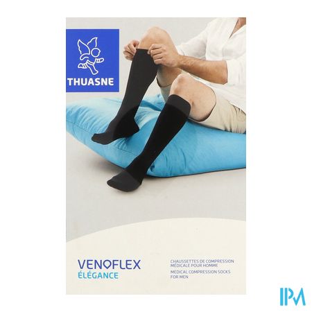 vignette Thuasne Venoflex2 Elegance Homme Chaussette Noir Normal T2+