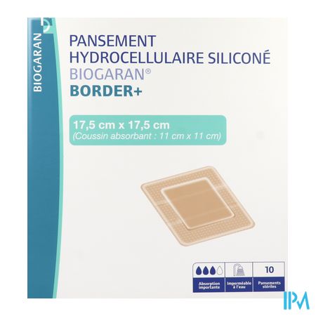 vignette Biogaran Border + Pansement Hydrocellulaire Silicone 17cm5 X 17cm5 10