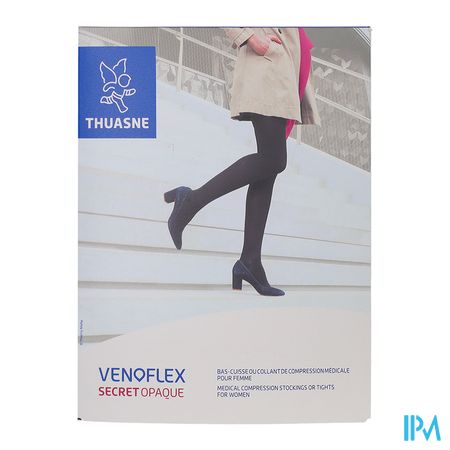 vignette Thuasne Venoflex2 Secret Opaque Bas Cuisse Autofixant Noir Normal T1