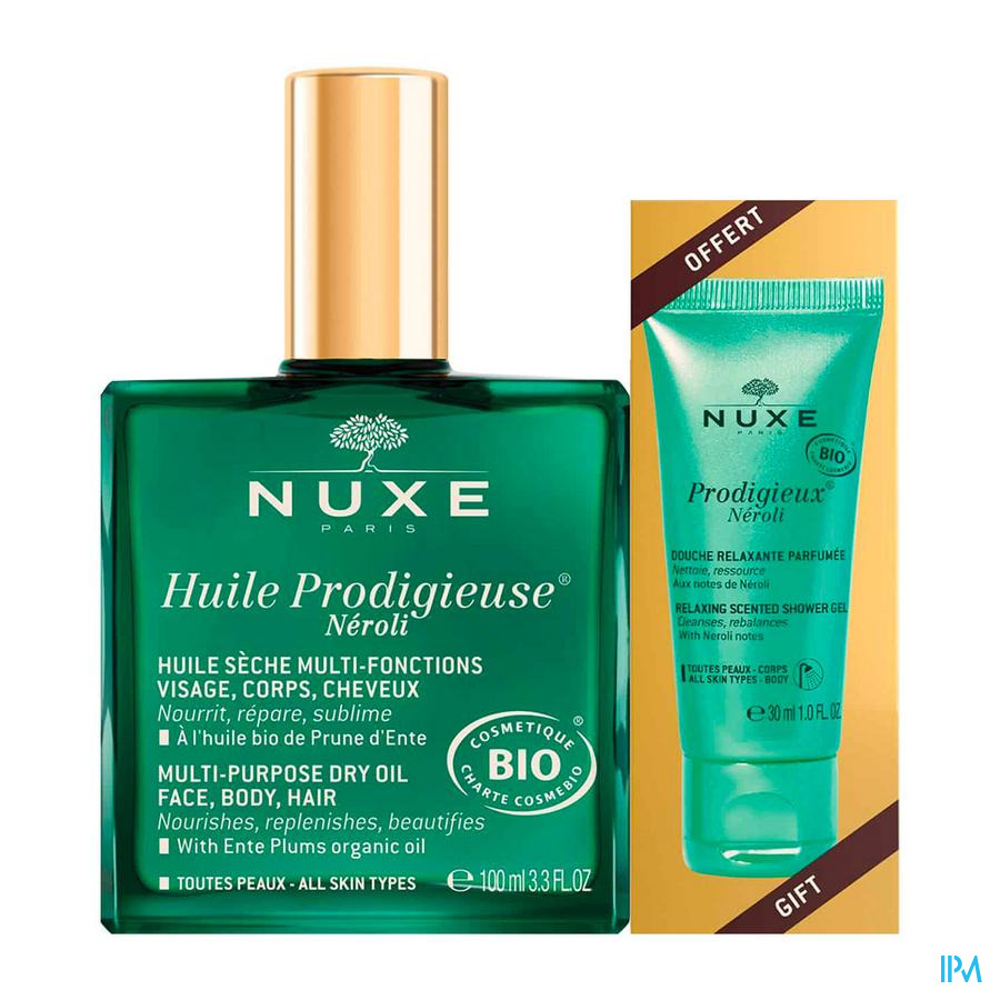 produit Nuxe Huile Prodigieuse Neroli 100ml + Prodigieux Neroli Gelee De Douche 30ml