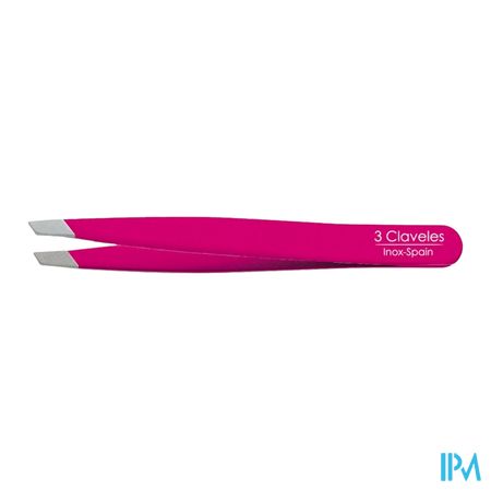 vignette 3 Claveles Pince A Epiler Inox Biais Rose 9cm