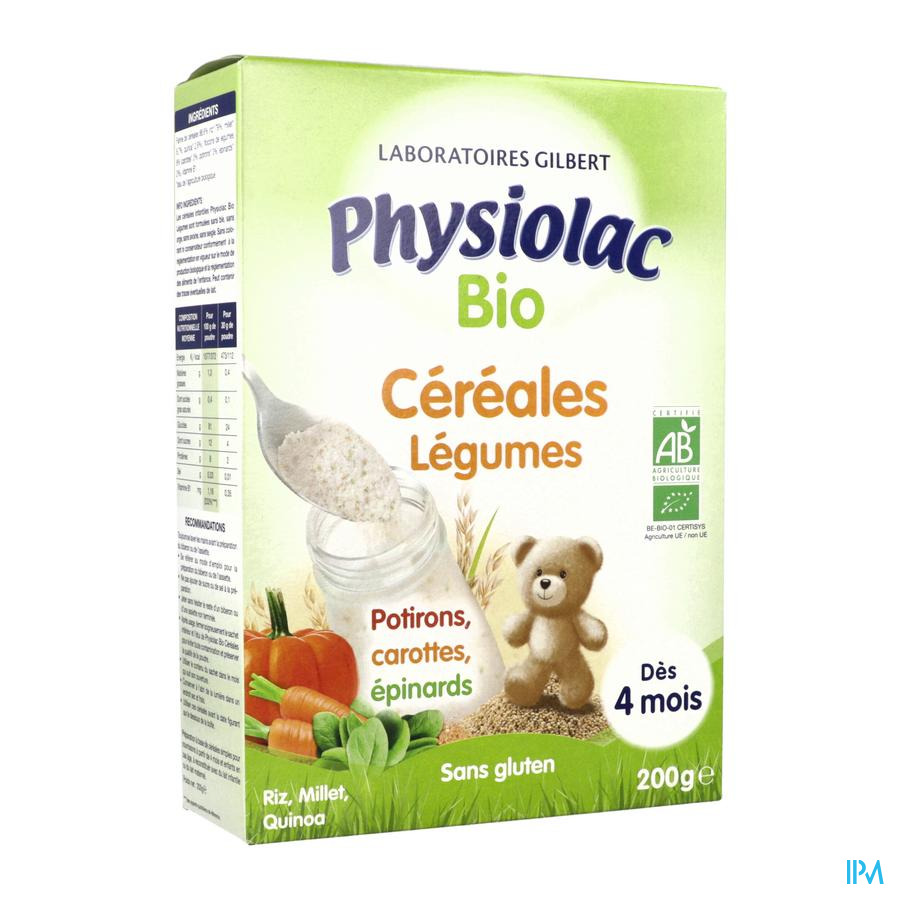 vignette Physiolac Bio Cereales Legumes +4mois 200g