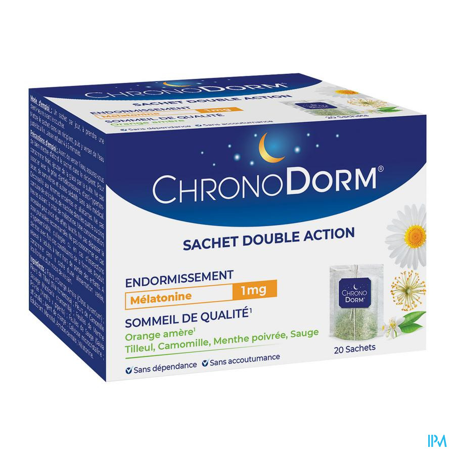vignette Chronodorm Melatonine Double Action 1mg Sachet A Infuser 20
