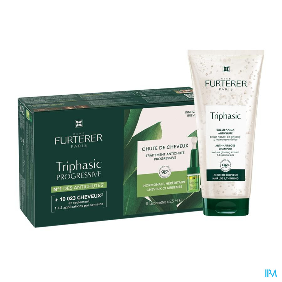 vignette Rene Furterer Triphasic Progressive Serum Antichute 5ml5 X8 + Shampooing 100ml Offert