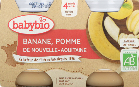 vignette BABYBIO PF POMME AQUI BANANE 2X130G