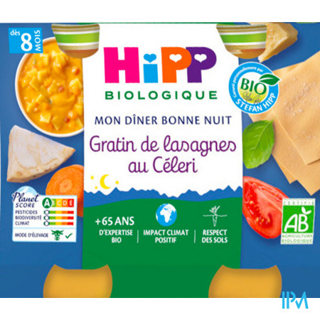 vignette HIPP GRATIN LASAGNE CELERI 190G X2