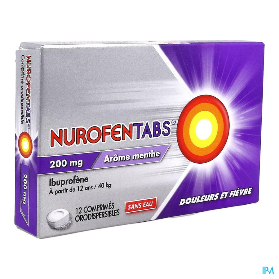 vignette NUROFENTABS 200MG CPR ORODISP 12