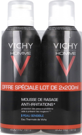 vignette Vichy Homme Mousse A Raser Antiirritations 200ml X2