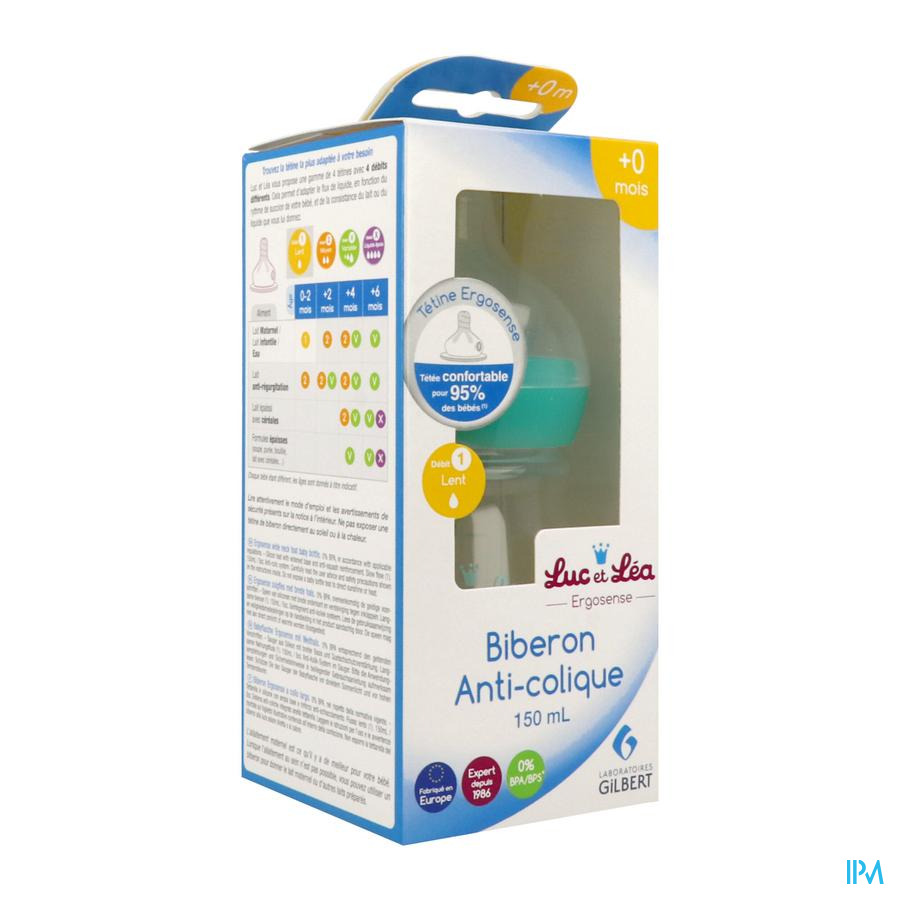 vignette Luc Et Lea Biberon Ergosense Anticolique Savane 150ml