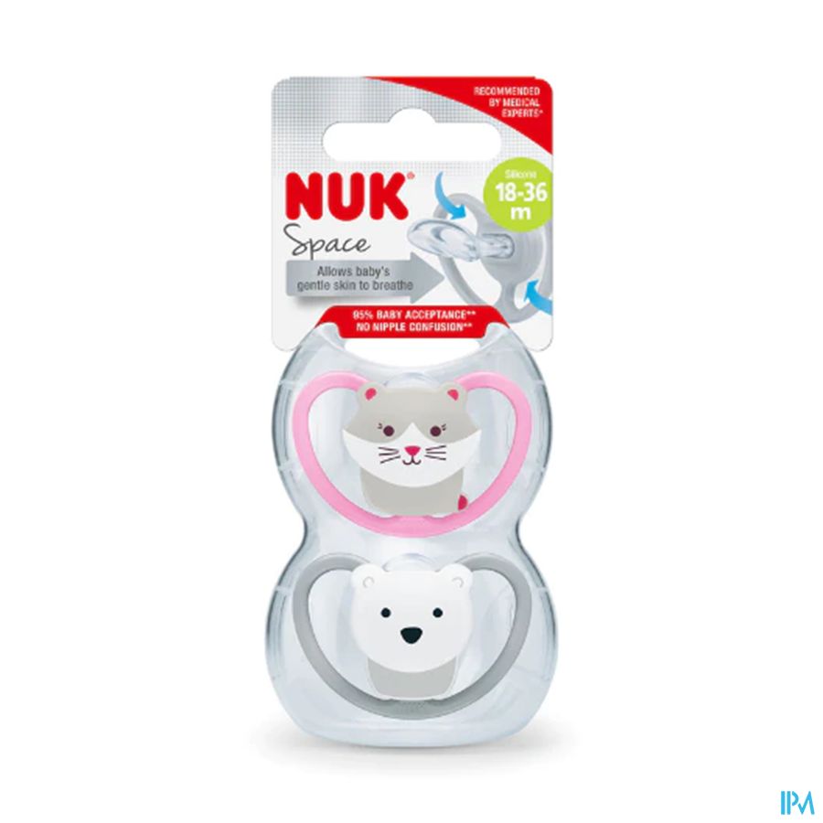 vignette Nuk Sucette Silicone Space 18/36m Garcon X2