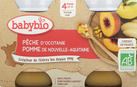 vignette BABYBIO PF PECHE POMME 2X130G
