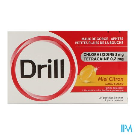 produit Drill Miel Citron Sans Sucre Pastille A Sucer 24
