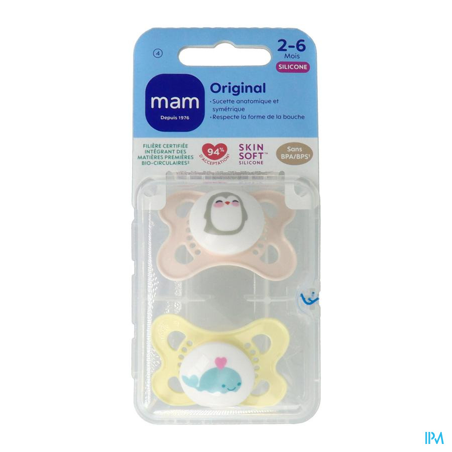 vignette Mam Sucette Original Animaux 2/6m Silicone X2