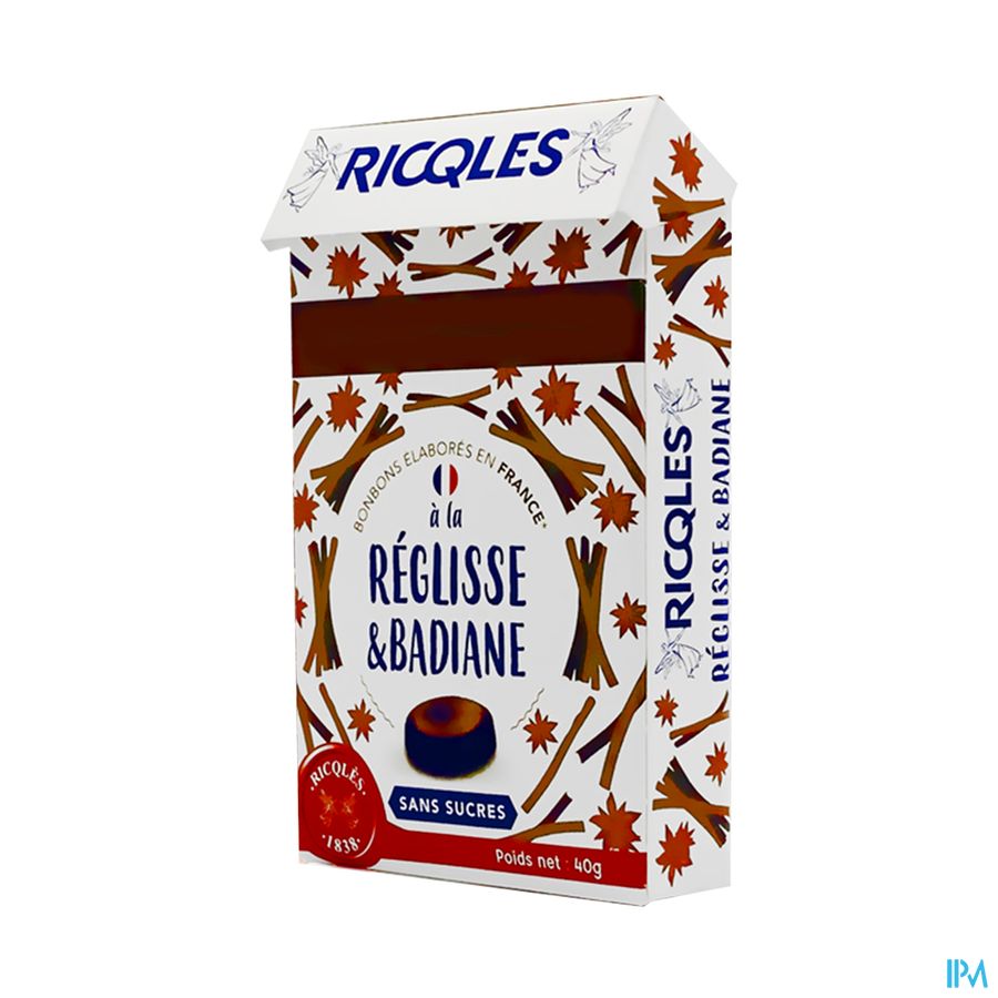 vignette Ricqles Bonbon Reglisse Badiane Sans Sucre Boite 40g