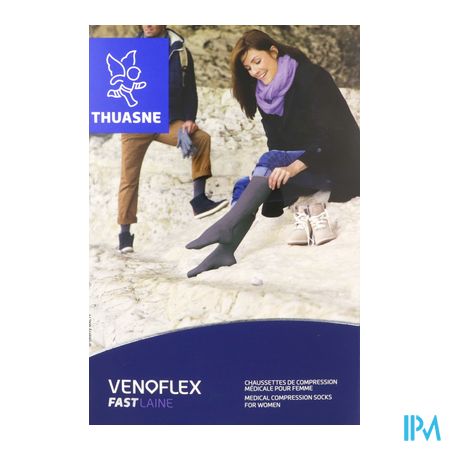 vignette Thuasne Venoflex2 Fast Laine Femme Chaussette Anthracite Normal T1