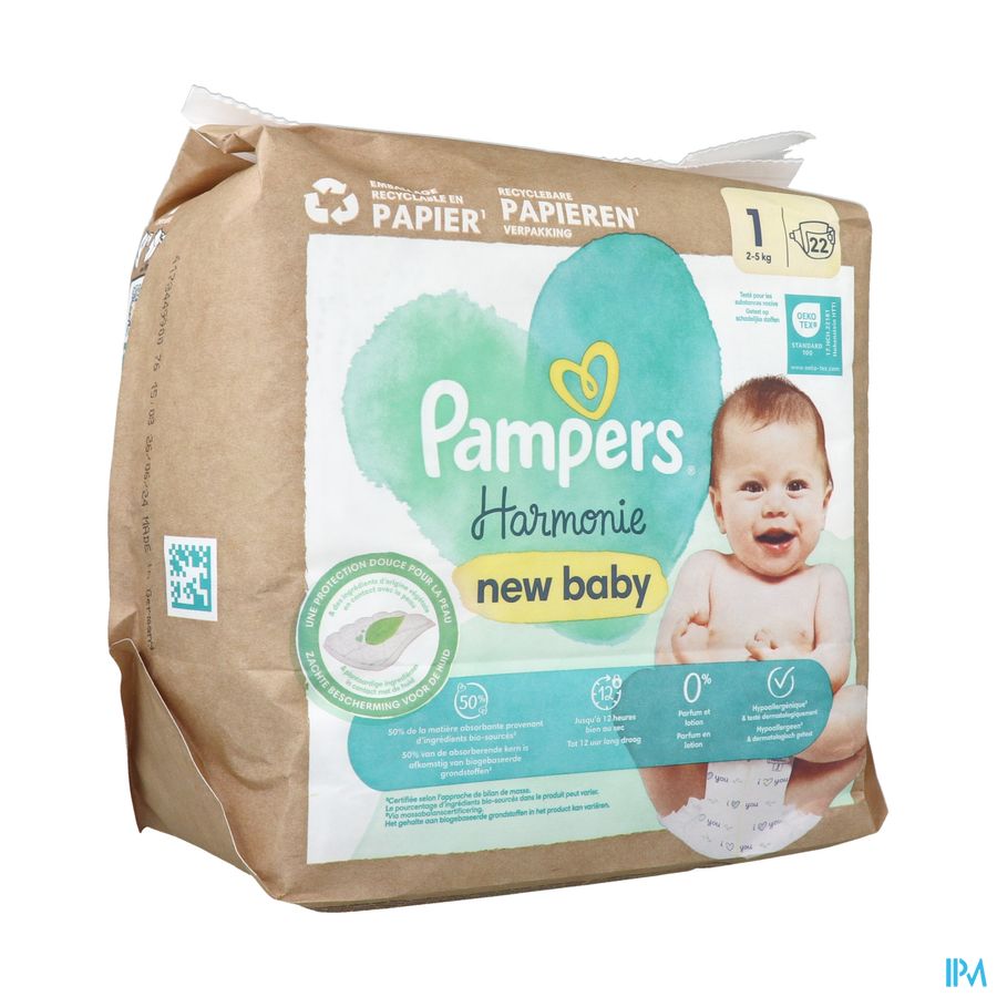produit PAMPERS COUCHES HARMONIE T1 2-5 KG 22