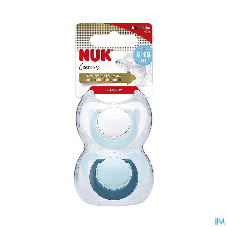 vignette Nuk Sucette Silicone Genius 6/18m Garcon X2