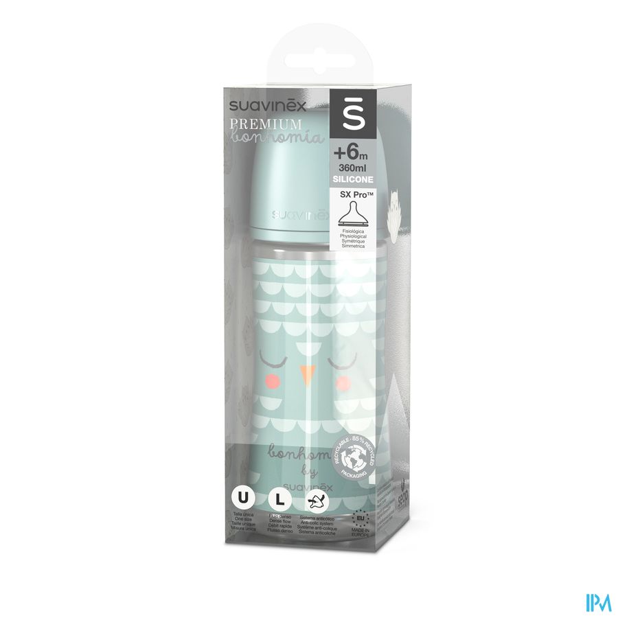 vignette Suavinex Biberon Tetine Sx Pro l Bonhomia Vert +6m 360ml