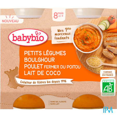 vignette BABYBIO PETITS LEG BOULG/POULET 8M 2X200G