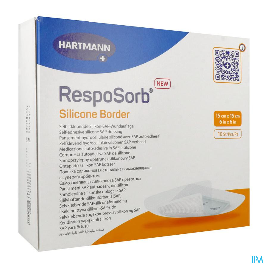 vignette Hartmann Resposorb Silicone Border Pansement Hydrocellulaire 15cm X 15cm 10