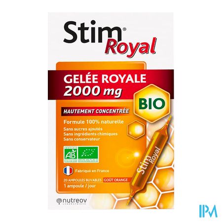 vignette Nutreov Stim Royal Gelee Royale Bio 2000mg Ampoule Buvable 20