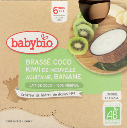 vignette BABYBIO GOURD BRASSE COCO KIWI BAN 4*85G