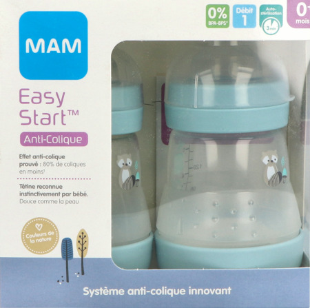 vignette Mam Biberon Easy Start Anticolique Nature Aqua Debit 1 160ml X2