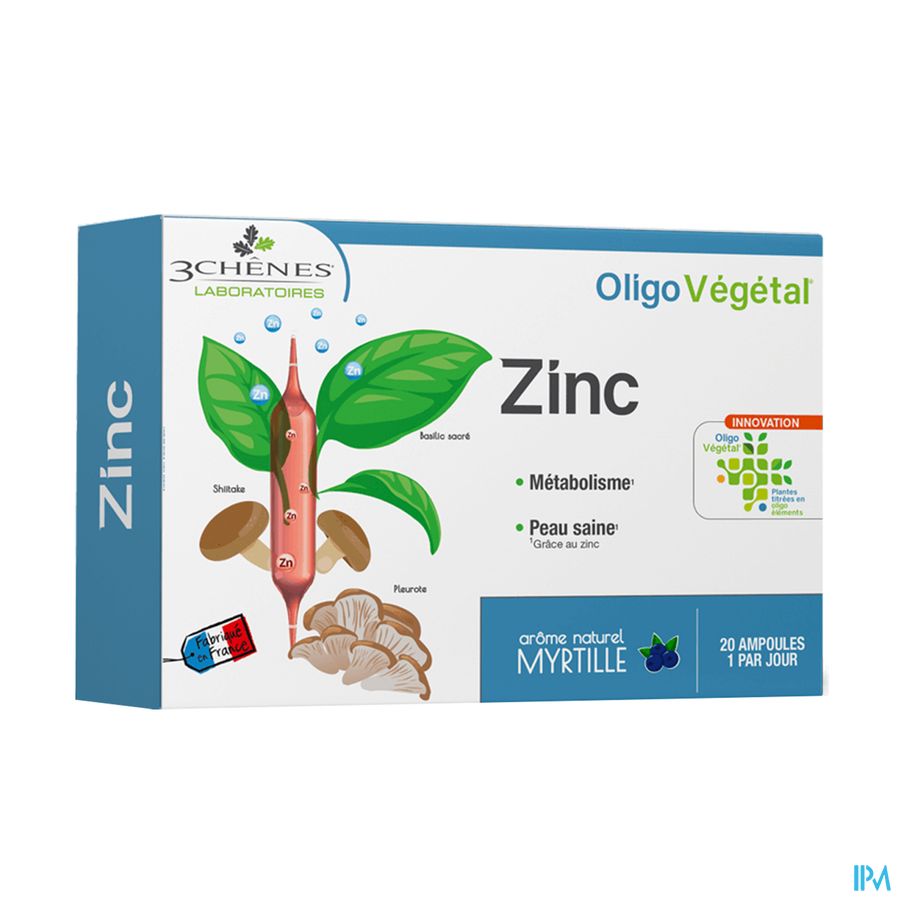produit 3chenes Oligovegetal Bio Zinc Ampoule 10ml 20