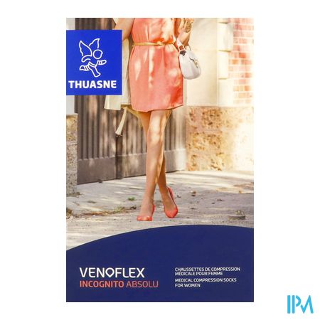 vignette Thuasne Venoflex2 Incognito Absolu Chaussette Pied Ouvert Bronze Long T3