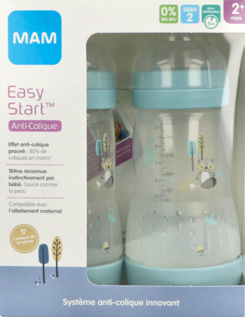 vignette Mam Biberon Easy Start Anticolique Nature Aqua Debit 2 260ml X2